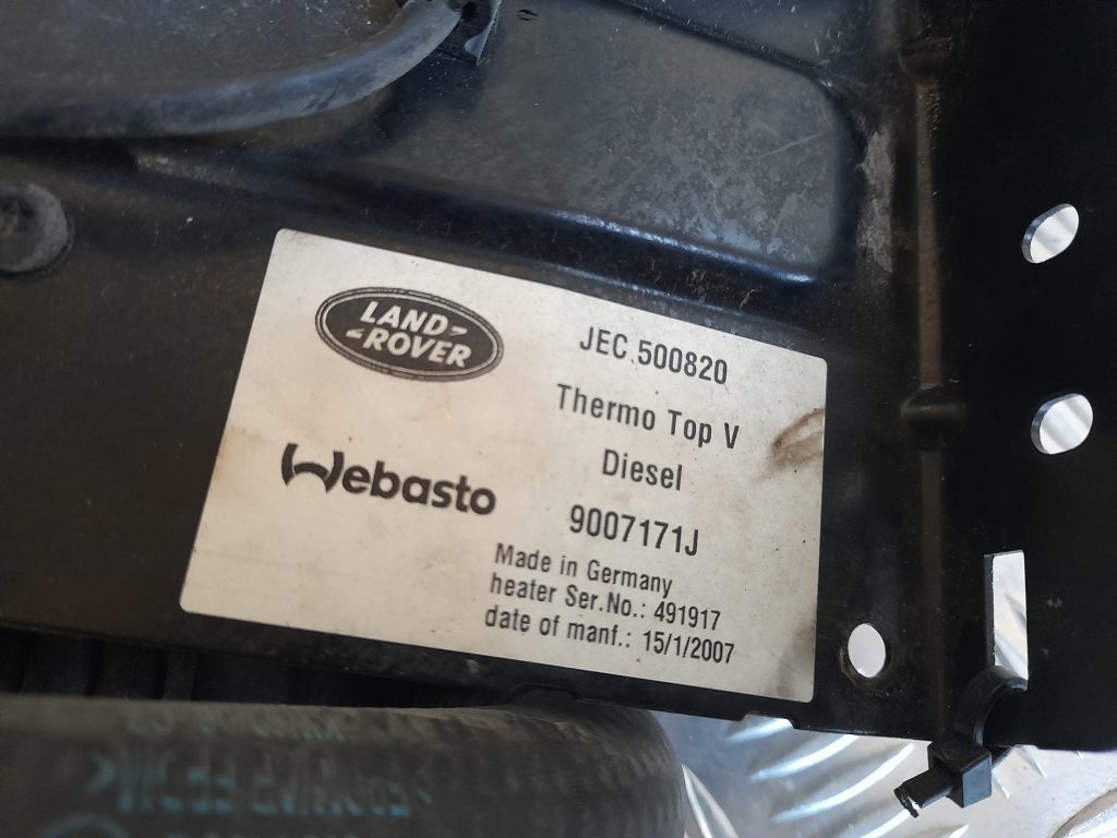 Autonomais sildītājs (Webasto) priekš RANGE ROVER SPORT 2007 6 Autonomais sildītājs (Webasto) priekš RANGE ROVER SPORT 2007