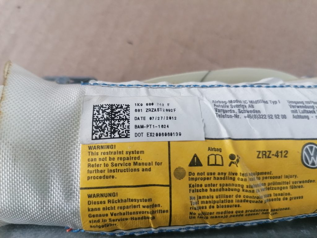 Griestu drošības spilvens, pa labi priekš VW GOLF VARIANT 2012 3 Griestu drošības spilvens, pa labi priekš VW GOLF VARIANT 2012