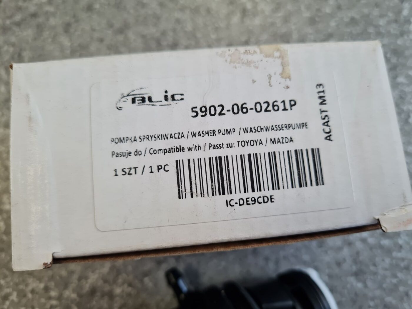 Mazgātāja šķidruma sūknis priekš 3 Mazgātāja šķidruma sūknis priekš